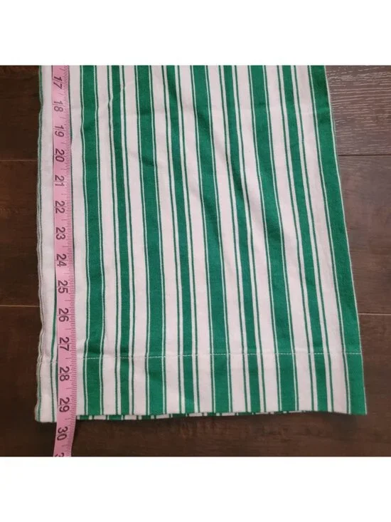 Anthropologie Colette Striped Full Length Wide Leg Pants Green Linen Womens 31 - Picture 6 of 9